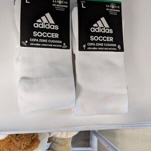 Adidas Soccer Copa Zone Cushion White Socks Size L Climalite Moisture Wicking (9